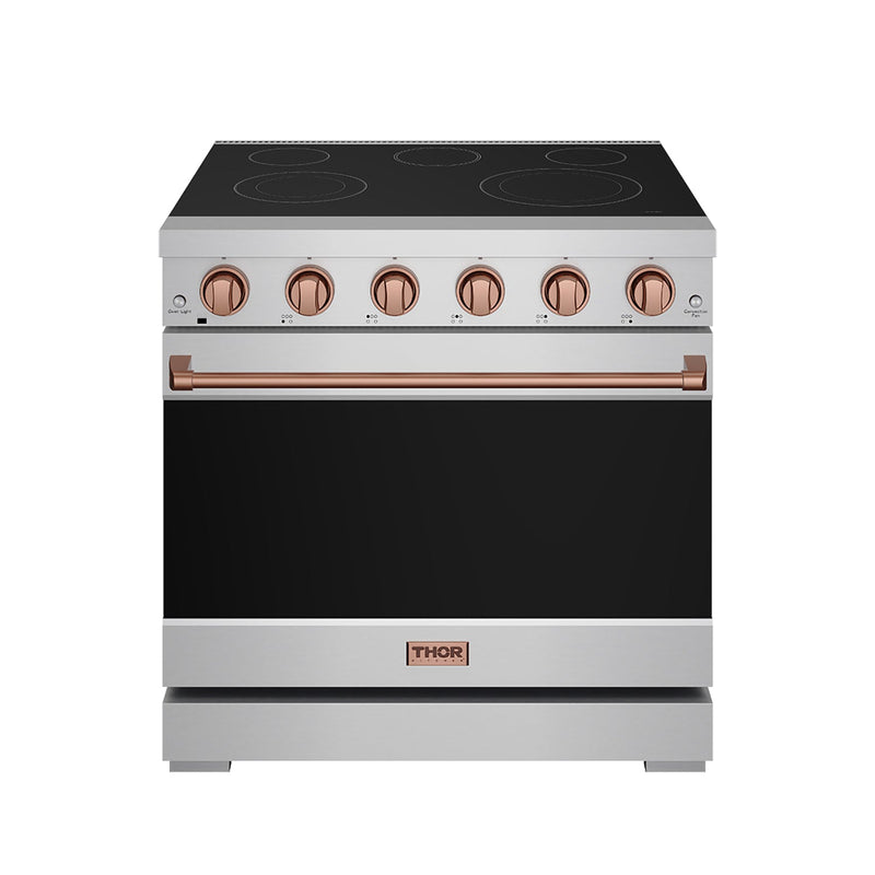 THOR Kitchen - 36-inch Gordon Ramsay Series Professional Electric Range in Stainless Steel/Rose Gold - RSE36P-RSG - IMG1