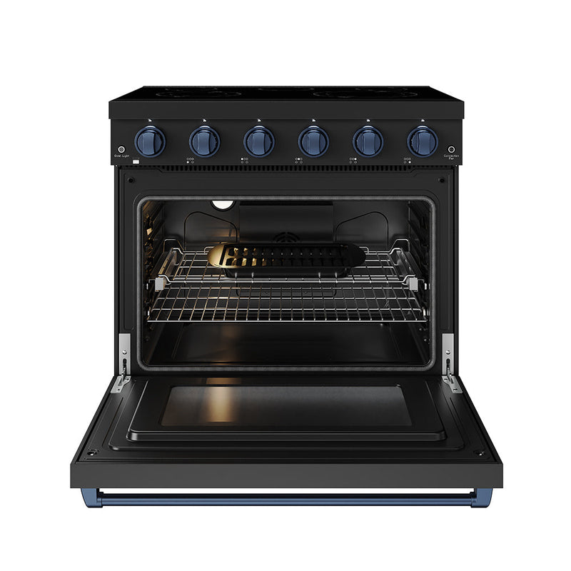 THOR Kitchen - 36-inch Gordon Ramsay Series Professional Electric Range in Black/Blue - RSE36PB-BLU - IMG2