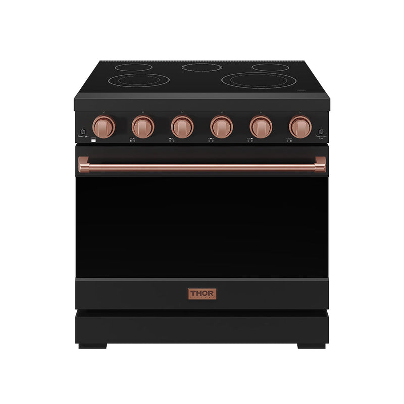 THOR Kitchen - 36-inch Gordon Ramsay Series Professional Electric Range in Black/Rose Gold - RSE36PB-RSG - IMG1