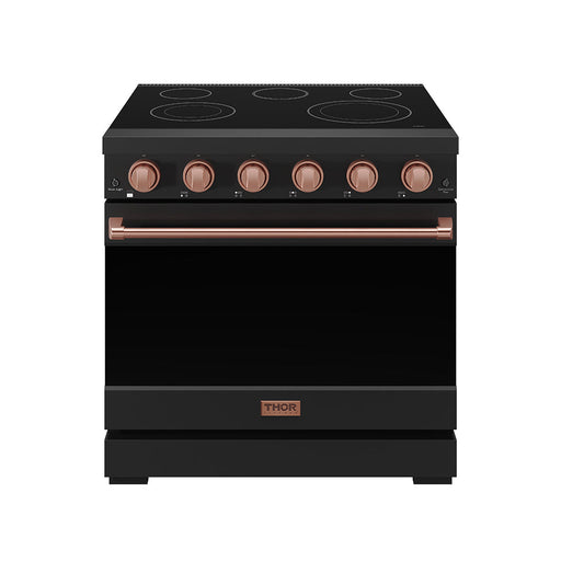 THOR Kitchen - 36-inch Gordon Ramsay Series Professional Electric Range in Black/Rose Gold - RSE36PB-RSG - IMG1
