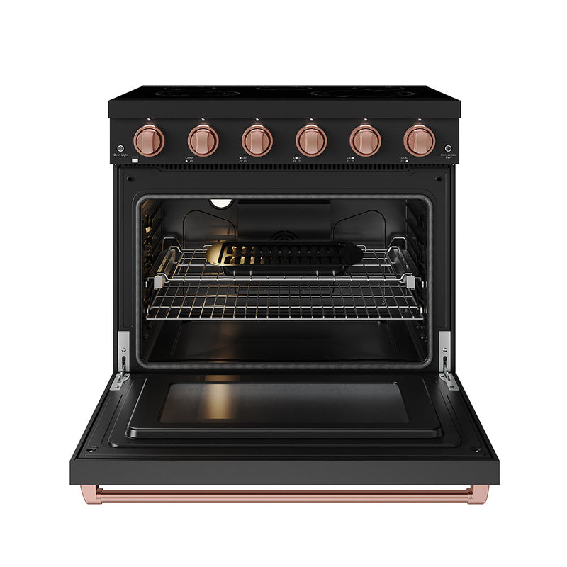 THOR Kitchen - 36-inch Gordon Ramsay Series Professional Electric Range in Black/Rose Gold - RSE36PB-RSG - IMG2
