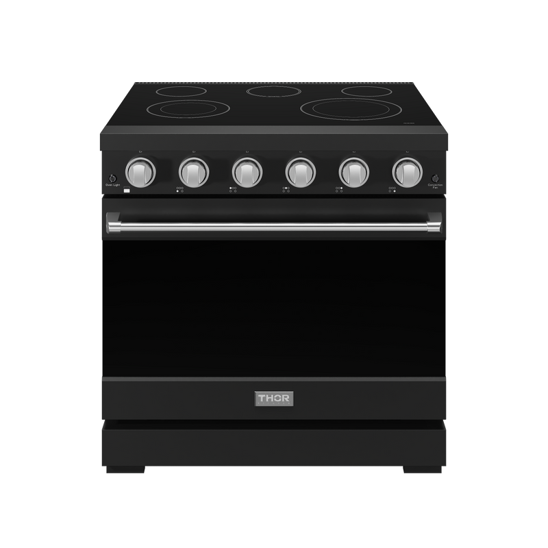 THOR Kitchen - 36-inch Gordon Ramsay Series Professional Electric Range in Black/Stainless Steel - RSE36PB-SS - IMG1