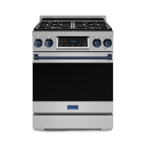 THOR Kitchen - 30-inch Gordon Ramsay Series Professional Gas Range with Tilt Panel Touch Control in Stainless Steel/Blue - RSG30-BLU - IMG1
