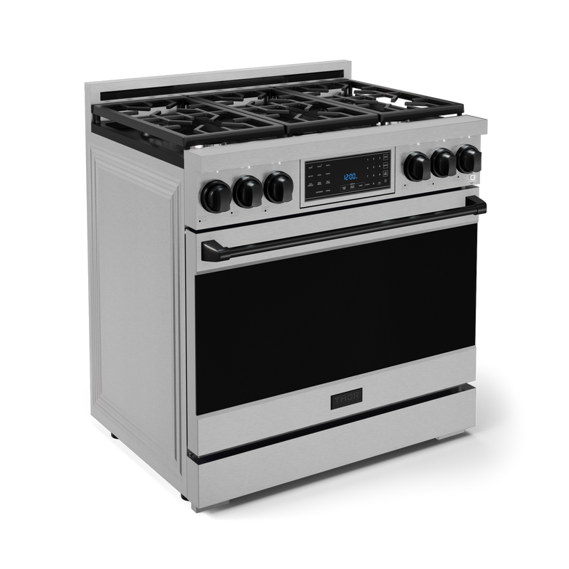 THOR Kitchen - 36-inch Gordon Ramsay Series Professional Gas Range with Tilt Panel Touch Control in Stainless Steel/Black - RSG36-BLK - IMG3