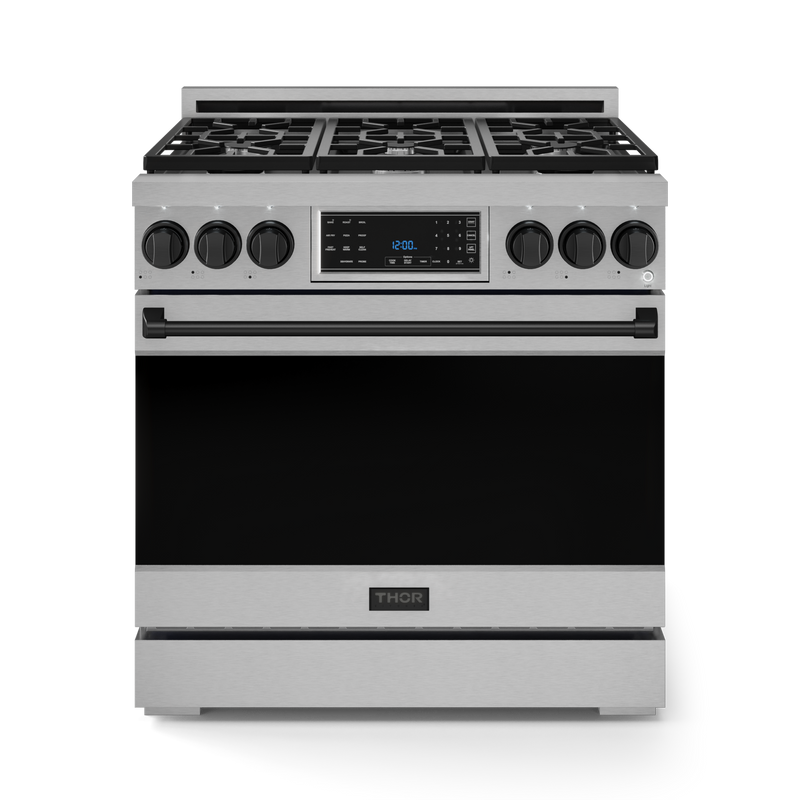 THOR Kitchen - 36-inch Gordon Ramsay Series Professional LP Range with Tilt Panel Touch Control in Stainless Steel/Black - RSG36LP-BLK - IMG1