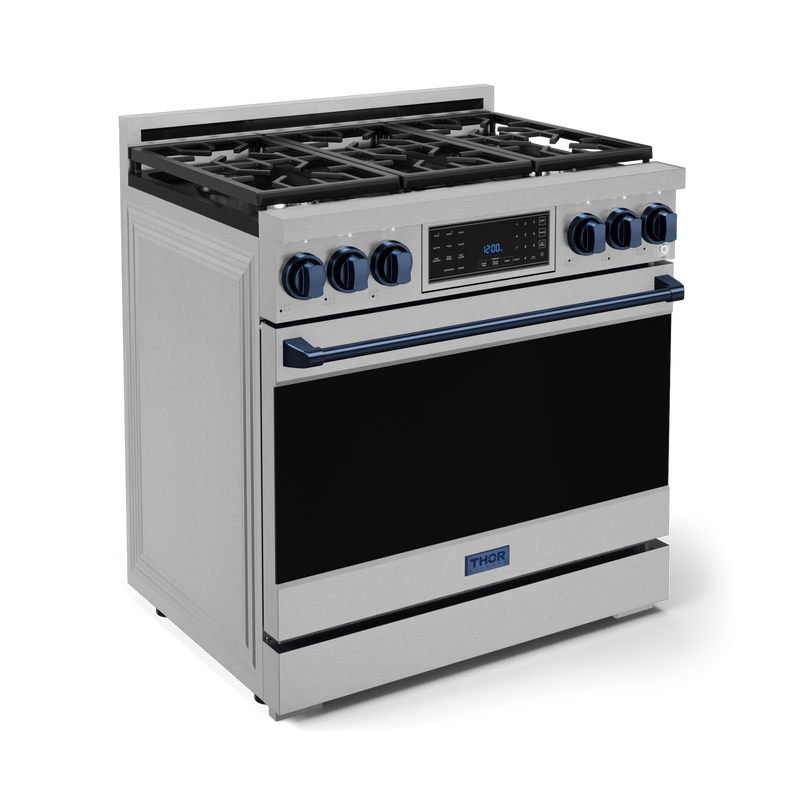 THOR Kitchen - 36-inch Gordon Ramsay Series Professional LP Range with Tilt Panel Touch Control in Stainless Steel/Navy Blue - RSG36LP-BLU - IMG3