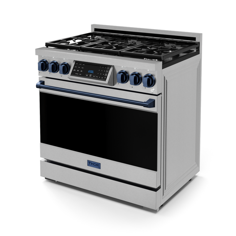 THOR Kitchen - 36-inch Gordon Ramsay Series Professional Gas Range with Tilt Panel Touch Control in Stainless Steel/Navy Blue - RSG36-BLU - IMG4