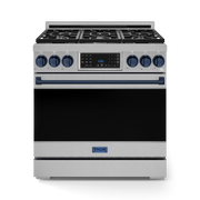 THOR Kitchen - 36-inch Gordon Ramsay Series Professional Gas Range with Tilt Panel Touch Control in Stainless Steel/Navy Blue - RSG36-BLU - IMG1