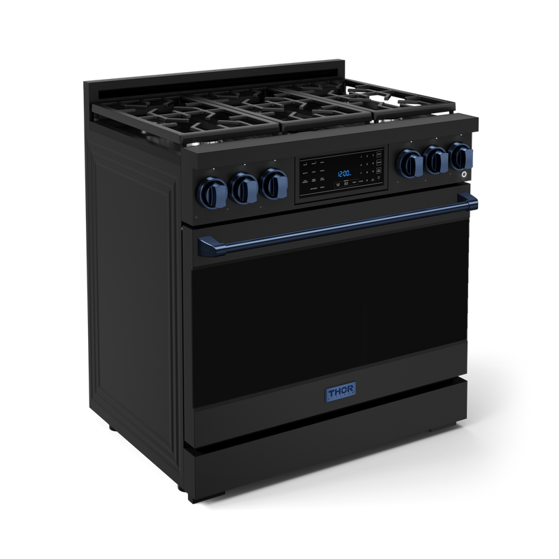 THOR Kitchen - 36-inch Gordon Ramsay Series Professional LP Range with Tilt Panel Touch Control in Black/Navy Blue - RSG36BLP-BLU - IMG3