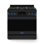 THOR Kitchen - 36-inch Gordon Ramsay Series Professional Gas Range with Tilt Panel Touch Control in Black/Navy Blue - RSG36B-BLU - IMG1