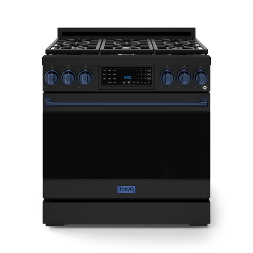 THOR Kitchen - 36-inch Gordon Ramsay Series Professional LP Range with Tilt Panel Touch Control in Black/Navy Blue - RSG36BLP-BLU - IMG1