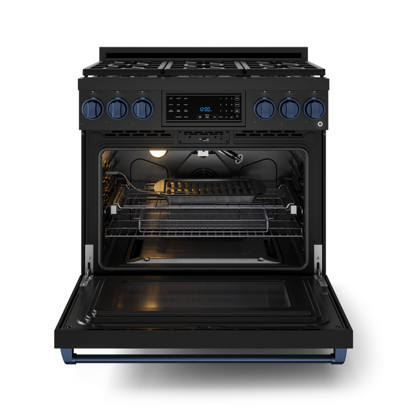 THOR Kitchen - 36-inch Gordon Ramsay Series Professional LP Range with Tilt Panel Touch Control in Black/Navy Blue - RSG36BLP-BLU - IMG2