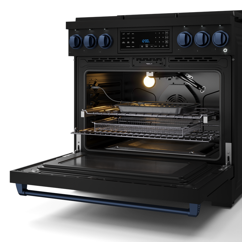 THOR Kitchen - 36-inch Gordon Ramsay Series Professional Gas Range with Tilt Panel Touch Control in Black/Navy Blue - RSG36B-BLU - IMG5