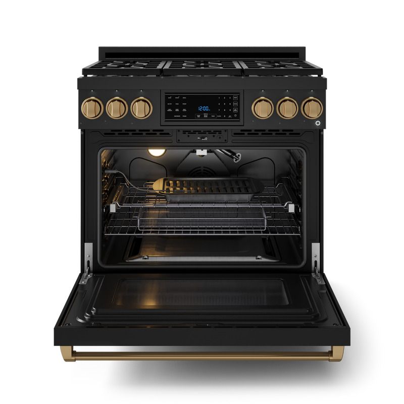 THOR Kitchen - 36-inch Gordon Ramsay Series Professional Gas Range with Tilt Panel Touch Control in Black/Bronze - RSG36B-BRZ - IMG2