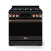 THOR Kitchen - 36-inch Gordon Ramsay Series Professional LP Range with Tilt Panel Touch Control in Black/Rose Gold - RSG36BLP-RSG - IMG1