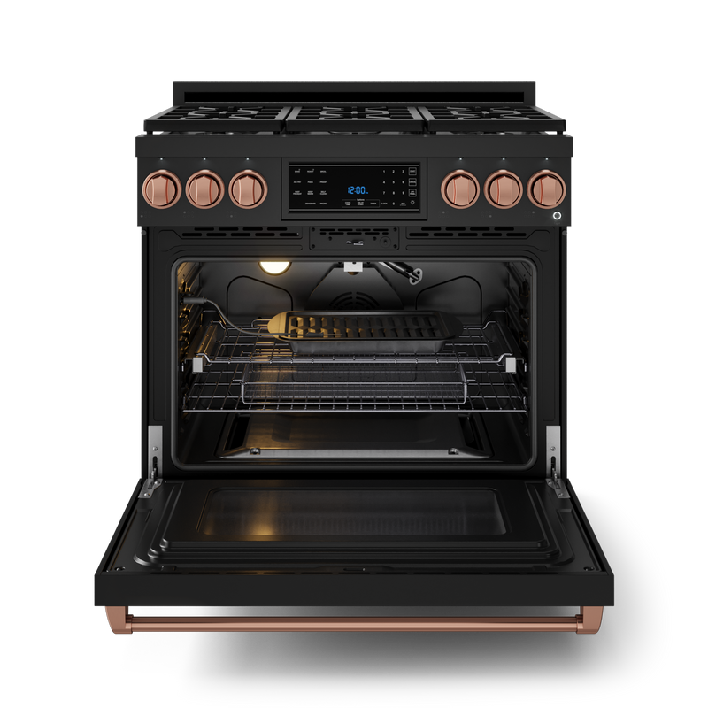 THOR Kitchen - 36-inch Gordon Ramsay Series Professional Gas Range with Tilt Panel Touch Control in Black/Rose Gold - RSG36B-RSG - IMG2