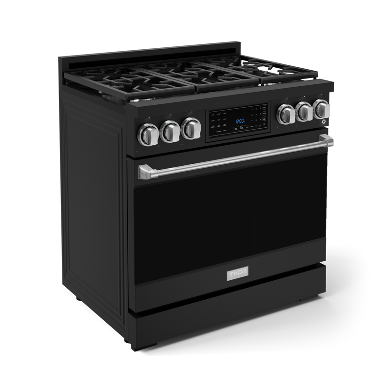 THOR Kitchen - 36-inch Gordon Ramsay Series Professional Gas Range with Tilt Panel Touch Control in Black/Stainless Steel - RSG36B-SS - IMG3