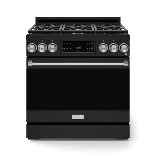 THOR Kitchen - 36-inch Gordon Ramsay Series Professional Gas Range with Tilt Panel Touch Control in Black/Stainless Steel - RSG36B-SS - IMG1