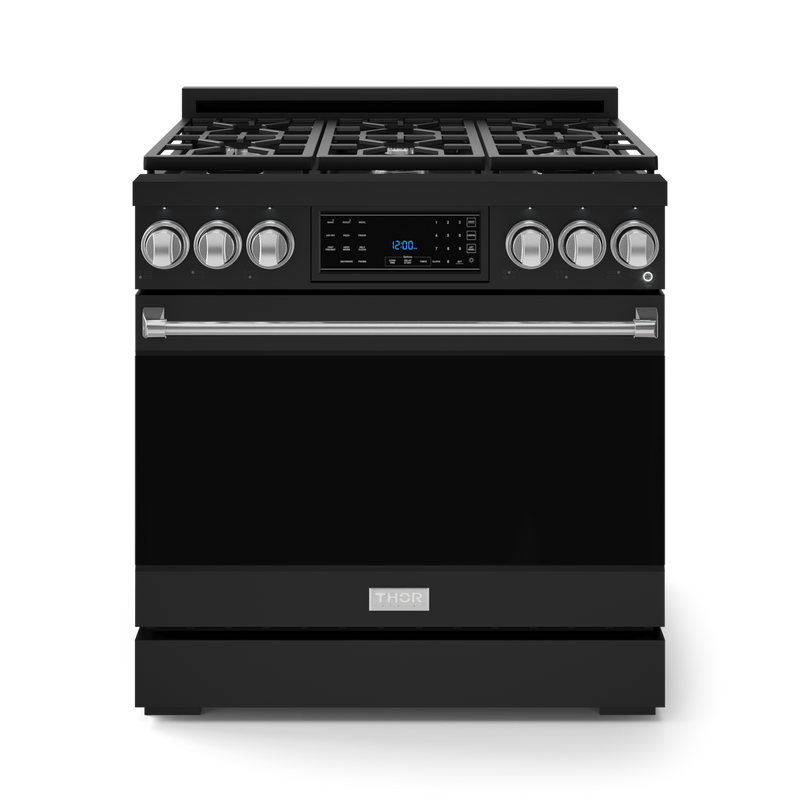 THOR Kitchen - 36-inch Gordon Ramsay Series Professional LP Range with Tilt Panel Touch Control in Black/Stainless Steel - RSG36BLP-SS - IMG1