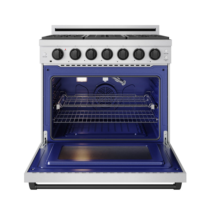 THOR Kitchen - 36-inch Gordon Ramsay Series Professional Gas Range with Precision Knob in Stainless Steel and Black - RSG36P-BLK - IMG2