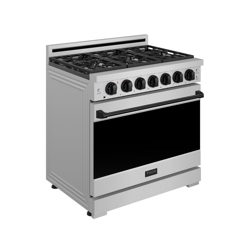 THOR Kitchen - 36-inch Gordon Ramsay Series Professional Gas Range with Precision Knob in Stainless Steel and Black - RSG36P-BLK - IMG3