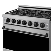 THOR Kitchen - 36-inch Gordon Ramsay Series Professional Liquid Propane Range with Precision Knob in Stainless Steel and Black - RSG36PLP-BLK - IMG6