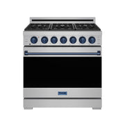 THOR Kitchen - 36-inch Gordon Ramsay Series Professional Gas Range with Precision Knob in Stainless Steel and Blue - RSG36P-BLU - IMG1