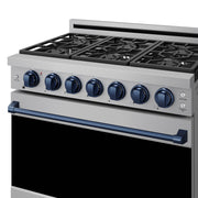 THOR Kitchen - 36-inch Gordon Ramsay Series Professional Liquid Propane Range with Precision Knob in Stainless Steel and Blue - RSG36PLP-BLU - IMG6