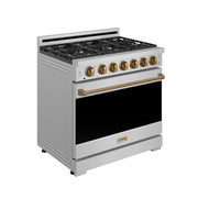 THOR Kitchen - 36-inch Gordon Ramsay Series Professional Gas Range with Precision Knob in Stainless Steel and Bronze - RSG36P-BRZ - IMG3