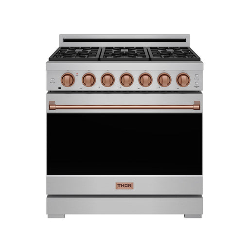 THOR Kitchen - 36-inch Gordon Ramsay Series Professional Gas Range with Precision Knob in Stainless Steel and Rose Gold - RSG36P-RSG - IMG1