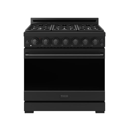 THOR Kitchen - 36-inch Gordon Ramsay Series Professional Liquid Propane Range with Precision Knob Control in Black - RSG36PBLP - IMG1