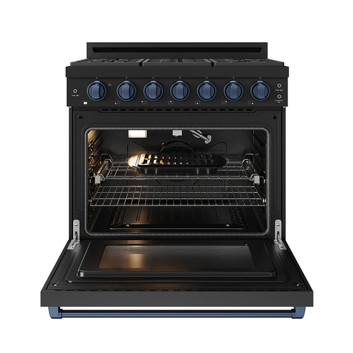 THOR Kitchen - 36-inch Gordon Ramsay Series Professional Gas Range with Precision Knob in Black and Blue - RSG36PB-BLU - IMG2