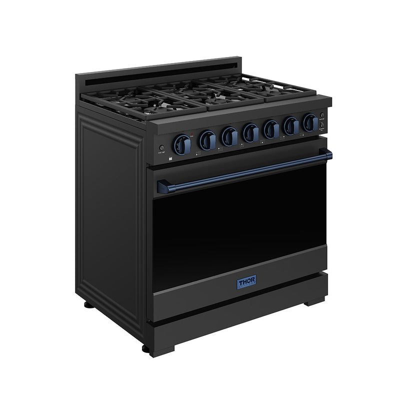 THOR Kitchen - 36-inch Gordon Ramsay Series Professional Gas Range with Precision Knob in Black and Blue - RSG36PB-BLU - IMG3