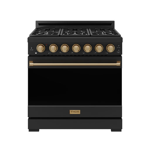 THOR Kitchen - 36-inch Gordon Ramsay Series Professional Gas Range with Precision Knob in Black and Bronze - RSG36PB-BRZ - IMG1