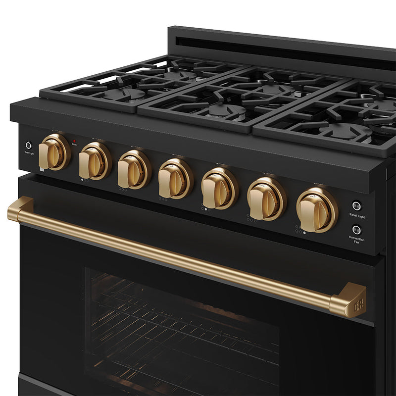 THOR Kitchen - 36-inch Gordon Ramsay Series Professional Gas Range with Precision Knob in Black and Bronze - RSG36PB-BRZ - IMG4