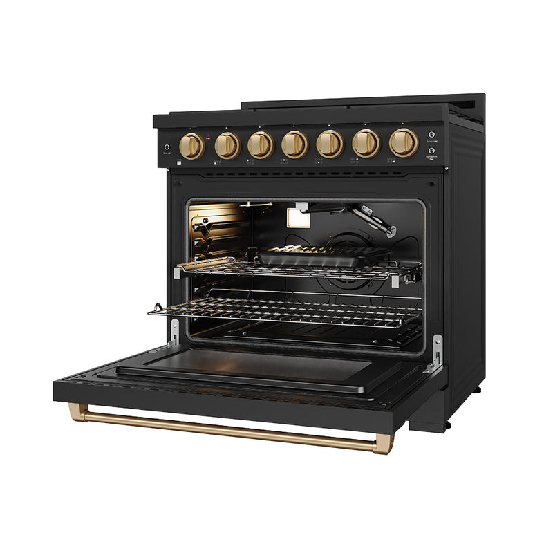 THOR Kitchen - 36-inch Gordon Ramsay Series Professional Liquid Propane Range with Precision Knob in Black and Bronze - RSG36PBLP-BRZ - IMG5