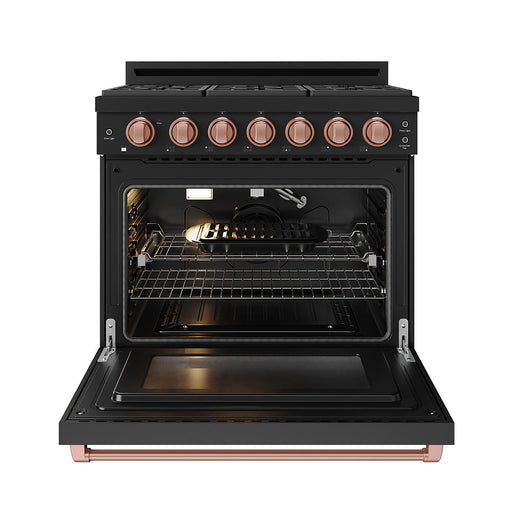 THOR Kitchen - 36-inch Gordon Ramsay Series Professional Gas Range with Precision Knob in Black and Rose Gold - RSG36PB-RSG - IMG2