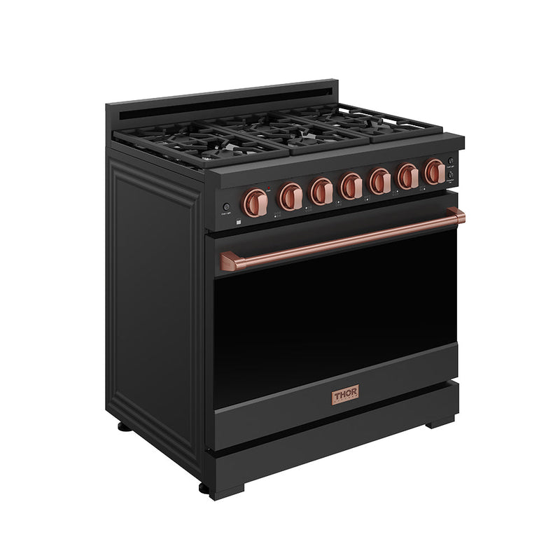 THOR Kitchen - 36-inch Gordon Ramsay Series Professional Gas Range with Precision Knob in Black and Rose Gold - RSG36PB-RSG - IMG3