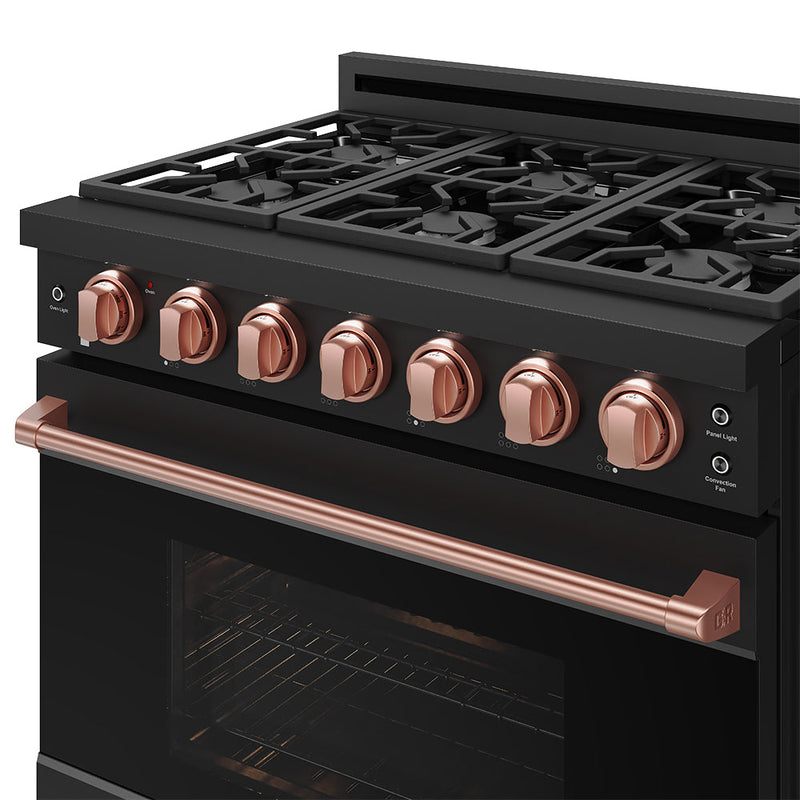 THOR Kitchen - 36-inch Gordon Ramsay Series Professional Gas Range with Precision Knob in Black and Rose Gold - RSG36PB-RSG - IMG6