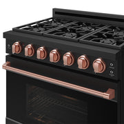 THOR Kitchen - 36-inch Gordon Ramsay Series Professional Liquid Propane Range with Precision Knob in Black and Rose Gold - RSG36PBLP-RSG - IMG4