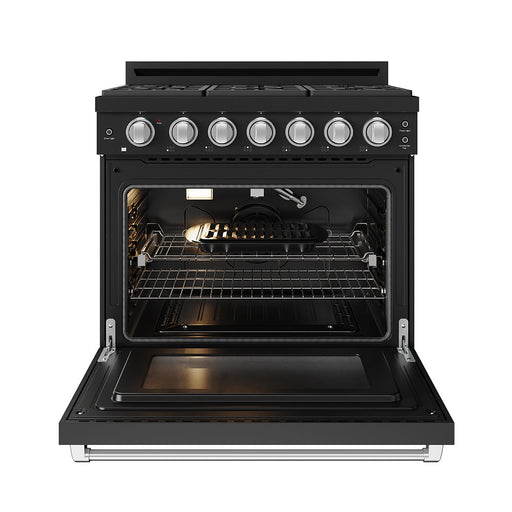 THOR Kitchen - 36-inch Gordon Ramsay Series Professional Gas Range with Precision Knob in Black and Stainless Steel - RSG36PB-SS - IMG2