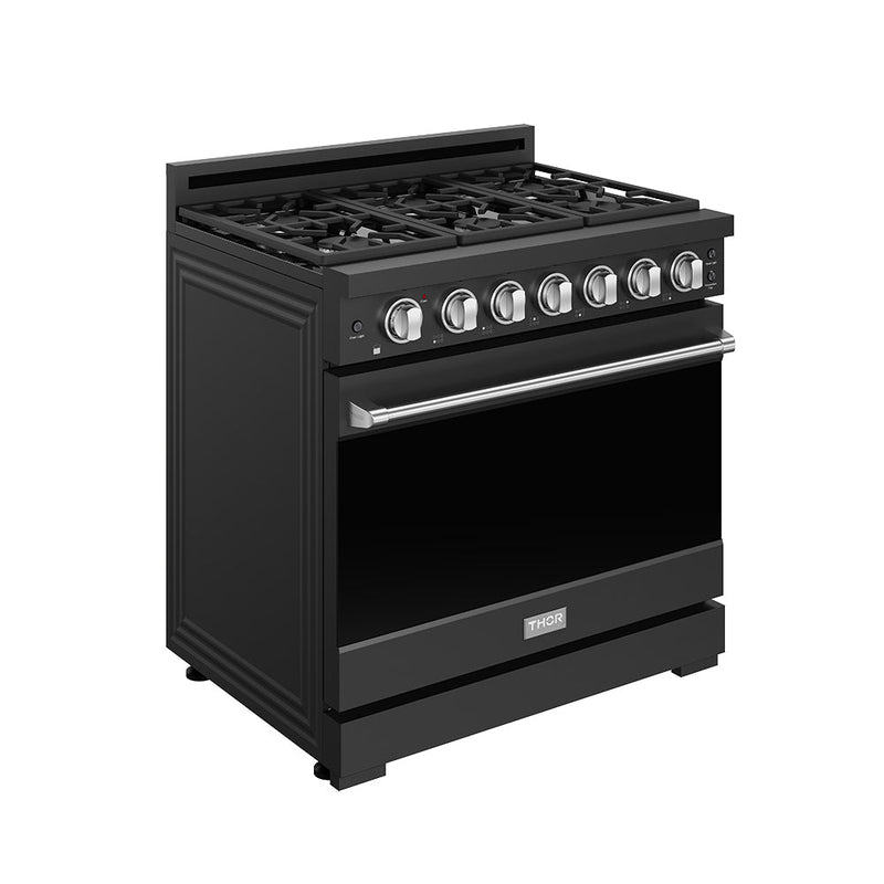 THOR Kitchen - 36-inch Gordon Ramsay Series Professional Gas Range with Precision Knob in Black and Stainless Steel - RSG36PB-SS - IMG3