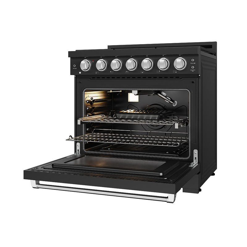 THOR Kitchen - 36-inch Gordon Ramsay Series Professional Gas Range with Precision Knob in Black and Stainless Steel - RSG36PB-SS - IMG5