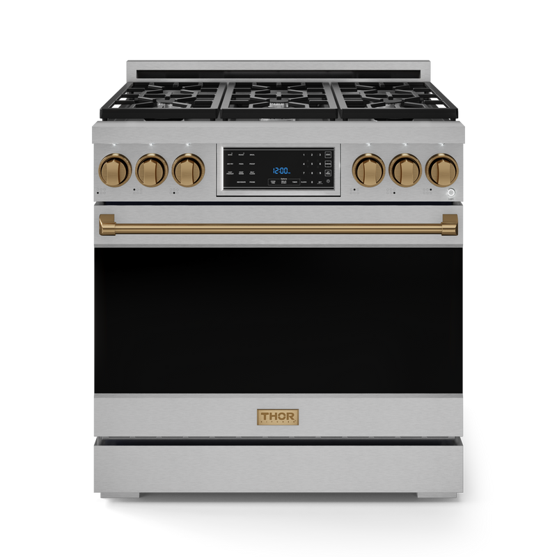 THOR Kitchen - 36-inch Gordon Ramsay Series Professional LP Range with Tilt Panel Touch Control in Stainless Steel/Bronze - RSG36LP-BRZ - IMG1