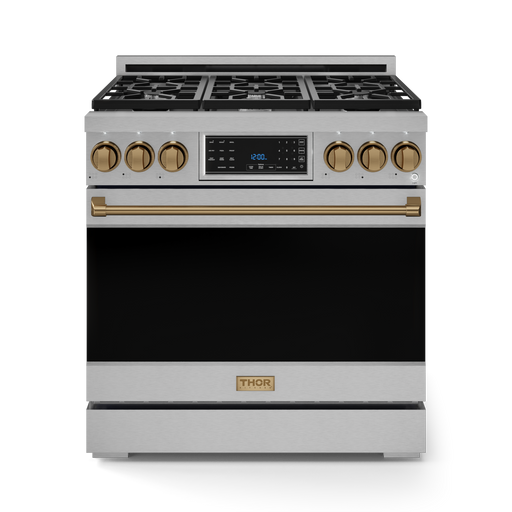 THOR Kitchen - 36-inch Gordon Ramsay Series Professional LP Range with Tilt Panel Touch Control in Stainless Steel/Bronze - RSG36LP-BRZ - IMG1