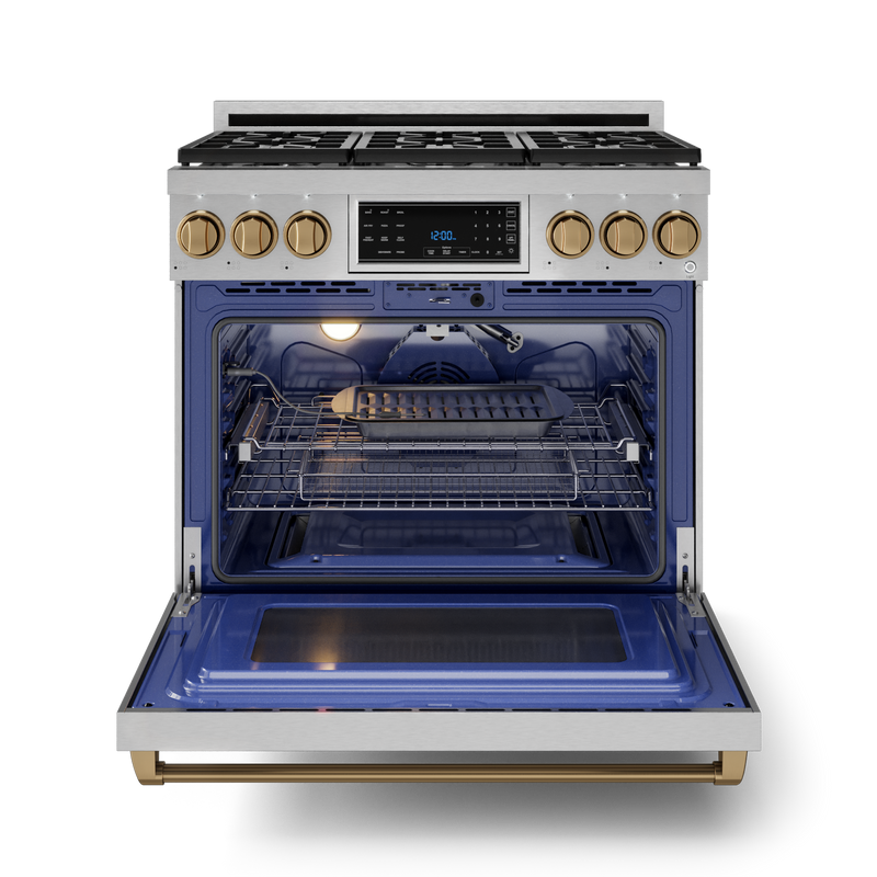 THOR Kitchen - 36-inch Gordon Ramsay Series Professional Gas Range with Tilt Panel Touch Control in Stainless Steel/Bronze - RSG36-BRZ - IMG2