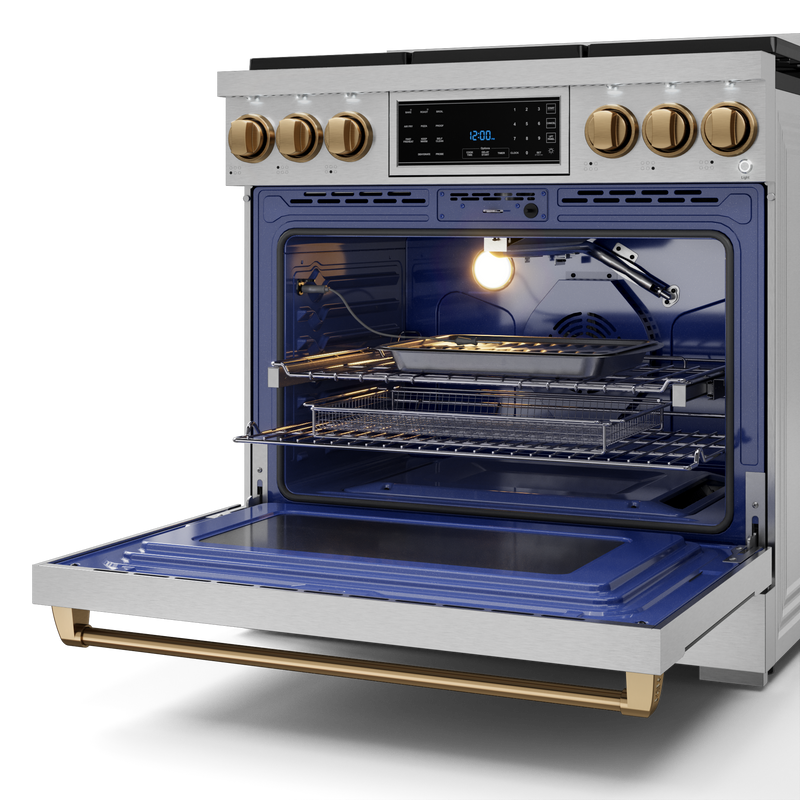 THOR Kitchen - 36-inch Gordon Ramsay Series Professional Gas Range with Tilt Panel Touch Control in Stainless Steel/Bronze - RSG36-BRZ - IMG5