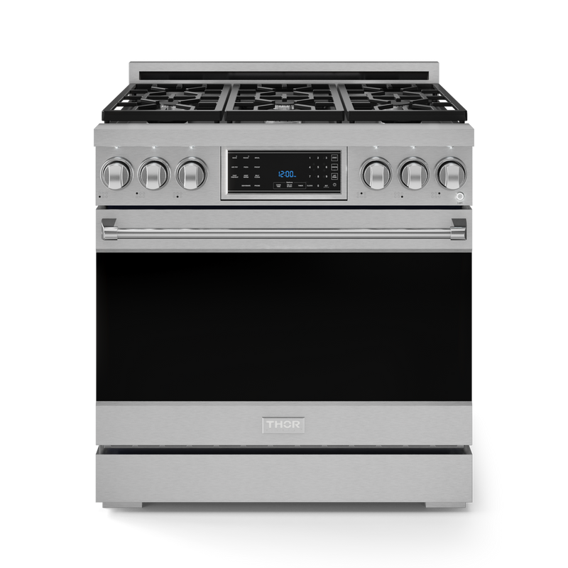 THOR Kitchen - 36-inch Gordon Ramsay Series Professional Gas Range with Tilt Panel Touch Control in Stainless Steel - RSG36 - IMG1