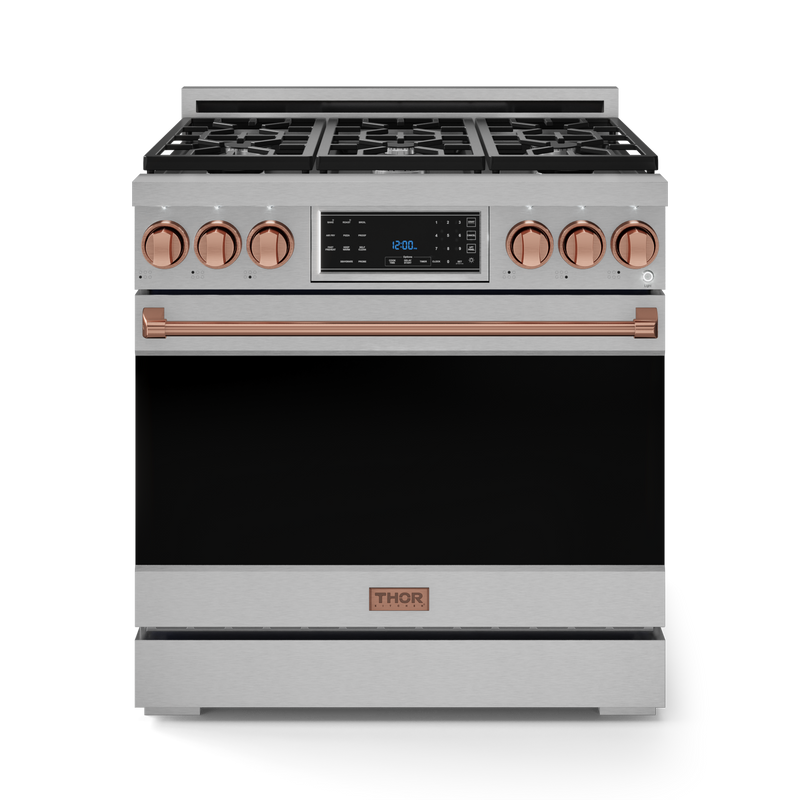THOR Kitchen - 36-inch Gordon Ramsay Series Professional Gas Range with Tilt Panel Touch Control in Stainless Steel/Rose Gold - RSG36-RSG - IMG1