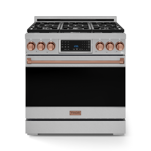 THOR Kitchen - 36-inch Gordon Ramsay Series Professional LP Range with Tilt Panel Touch Control in Stainless Steel/Rose Gold - RSG36LP-RSG - IMG1